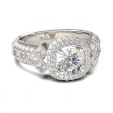 Double Halo Round Cut Sterling Silver Ring