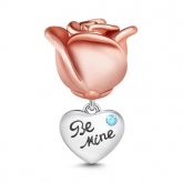 Rose Gold Tone Flower Charm Sterling Silver