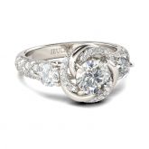 Floral Halo Round Cut Sterling Silver Ring