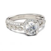 Beaded Halo Round Cut Sterling Silver Ring