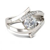 Bypass Round Cut Sterling Silver Ring
