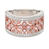 Two Tone Milgrain Round Cut Sterling Silver Women's Band