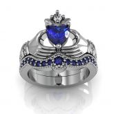 Jeulia Claddagh Heart Cut Sterling Silver Ring