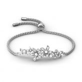 Jeulia Cluster Flowers Sterling Silver Bolo Bracelet
