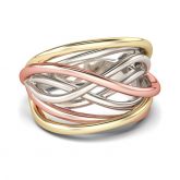 Tri-Tone Intertwined Sterling Silver Ring