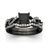 Twist Princess Cut Sterling Silver Ring Set