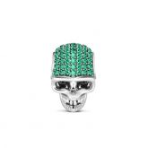 Skull Charm with Green Stone Sterling Silver