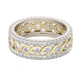 Two Tone Round Cut Sterling Silver Women's Wedding Band