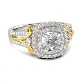 Jeulia Double Halo Cushion Cut Sterling Silver Ring