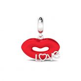 Love and Kiss Charm Sterling Silver