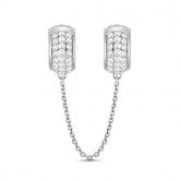 White Stones Safety Chain Sterling Silver