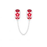 Red Flowers Safety Chain Sterling Silver