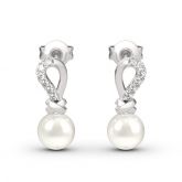 Jeulia Knot Cultured Pearl Sterling Silver Earrings