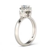 Halo Round Cut Sterling Silver Owl Ring