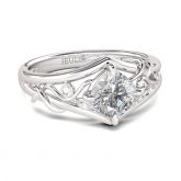 Scrollwork Cushion Cut Sterling Silver Ring