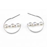 Cultured Pearl Sterling Silver Hoop Earrings