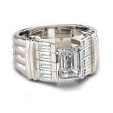 Parallel Art Deco Emerald Cut Sterling Silver Ring