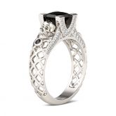 Hollow Princess Cut Sterling Silver Skull Ring