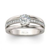 Split Shank Round Cut Sterling Silver Ring