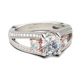 Three Stone Split Shank Round Cut Sterling Silver Ring