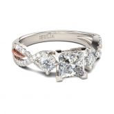 Three Stone Princess Cut Sterling Silver Ring