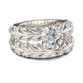 Fancy Round Cut Sterling Silver Ring Set