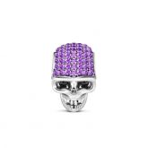 Skull Charm with Purple Stone Sterling Silver