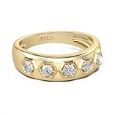 Gold Tone Hexagon Round Cut Sterling Silver Men's Band
