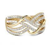 Gold Tone Intertwined Round Cut Sterling Silver Women's Band