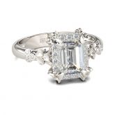 Flower Emerald Cut Sterling Silver Ring