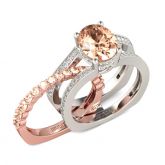 Two Tone Oval Cut Sterling Silver Ring Set