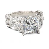 Vintage Lace Design Princess Cut Sterling Silver Ring