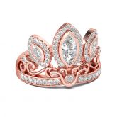 Rose Gold Tone Crown Sterling Silver Cocktail Ring