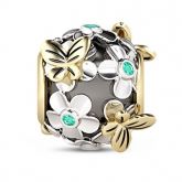 Butterfly and Flower Charm Sterling Silver