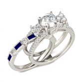 Milgrain Round Cut Interchangeable Sterling Silver Ring Set