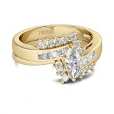 Gold Tone Marquise Cut Sterling Silver Ring Set