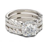 Interchangeable Halo Round Cut Sterling Silver Ring Set