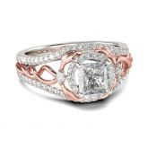 Two Tone Twist Asscher Cut Sterling Silver Ring