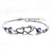 Romantic Linked Heart Sterling Silver Bracelet