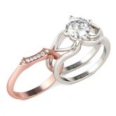 Two Tone Round Cut Interchangeable Sterling Silver Ring Set