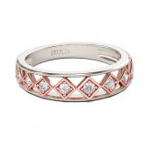 Two Tone Round Cut Sterling Silver Women's Band