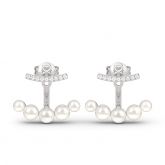 Vintage Cultured Pearl Sterling Silver Ear Jackets