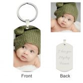 Dog Tag Personalized Photo Keychain Sterling Silver