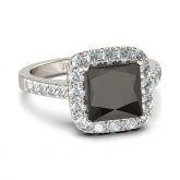 Halo Princess Cut Sterling Silver Ring