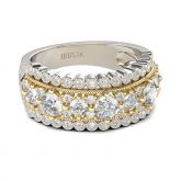 Two Tone Round Cut Sterling Silver Women's Band