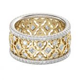 Two Tone Art Deco Sterling Silver Women's Band