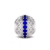 Heart with Blue Stone Charm Sterling Silver