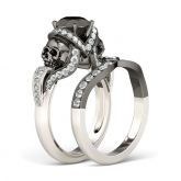 Milgrain Round Cut Sterling Silver Skull Ring