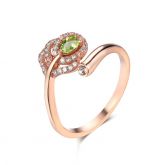 Rose Gold Tone Leaf Sterling Silver Adjustable Ring