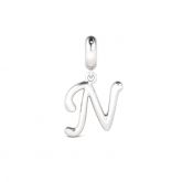 Letter N Dangling Charm Sterling Silver